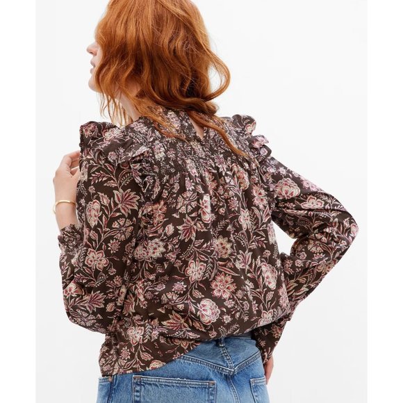 GAP Tops - GAP Floral Smocked Ruffle Top Women S Tall Bohemian Chic Hippie Peasant Trendy